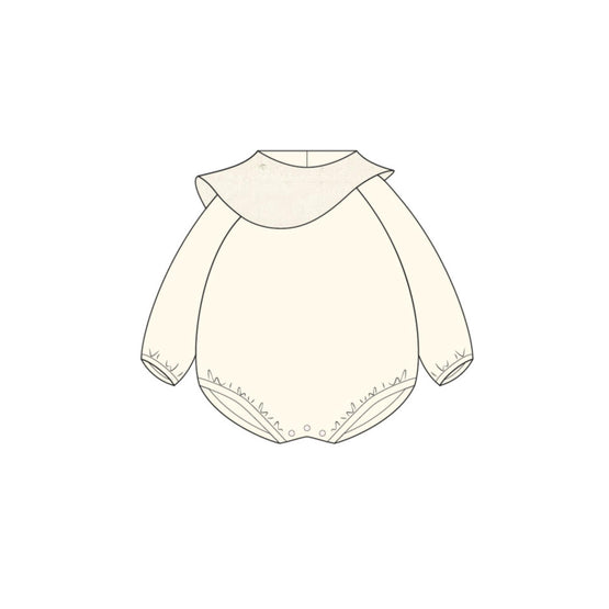 3SBP33BODEY23I - New Born Girl's Jerset Onesie - 23I Ivoire/Or
