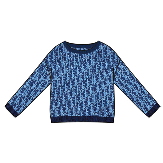 3WBM14PULCY38I - Kid Girl's Knit Sweater - 38I Dior Oblique Bleu