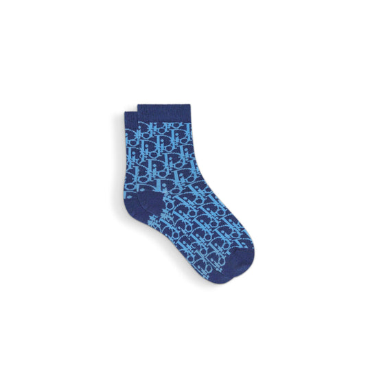 3WBM14SOCAY38I - Kid Girl's Knit Socks - 38I Dior Oblique Bleu