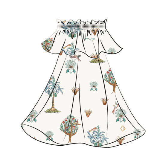 4SBM11DRSMY013 - Kid Girl's Woven Dress - 013 Blanc Lait