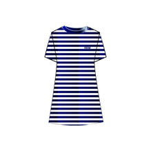 4SBM13DRSMY48D - Kid Girl's Jersey Dress - 48D Marine/Blanc