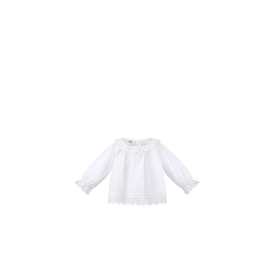 4SBM31SRTBY013 - New Born Girl's Woven Shirt - 013 Blanc Lait
