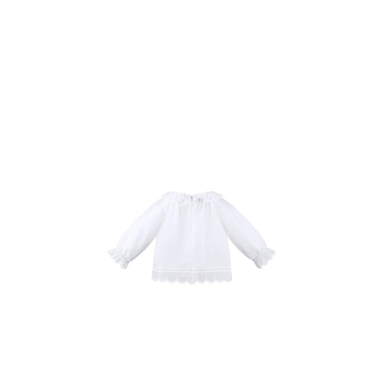 4SBM31SRTBY013 - New Born Girl's Woven Shirt - 013 Blanc Lait