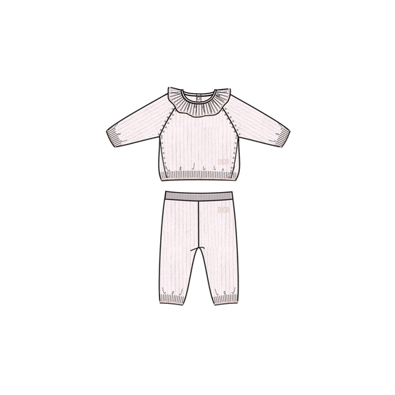 4SBM34SUICY353 - New Born Girl's Knit Set - 353 Poudre