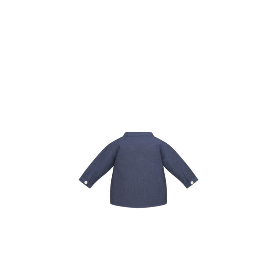 4SBM41SRTFY523 - New Born Boy's Woven Shirt - 523 Bleu