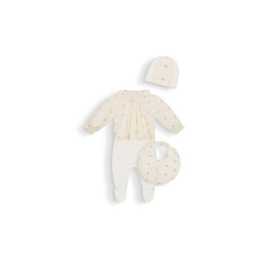 4SBP33KDOFY014 - New Born Girl's Woven Gift Set - 014 Cream