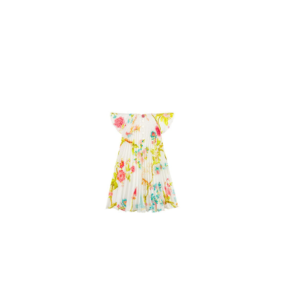 4WBH31DRSKY52J - New Born Girl's Woven Dress + Bloomers - 52J Toile De Jouy Fleurs/Multi