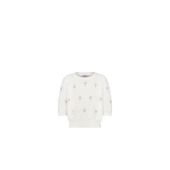 4WBM14PULEY013 - Kid Girl's Knit Sweater - 013 Blanc Lait