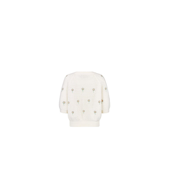 4WBM14PULEY013 - Kid Girl's Knit Sweater - 013 Blanc Lait