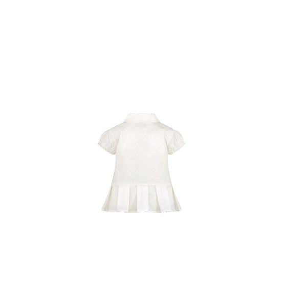 4WBM31DRSEY013 - New Born Girl's Woven Dress + Bloomers - 013 Blanc Lait