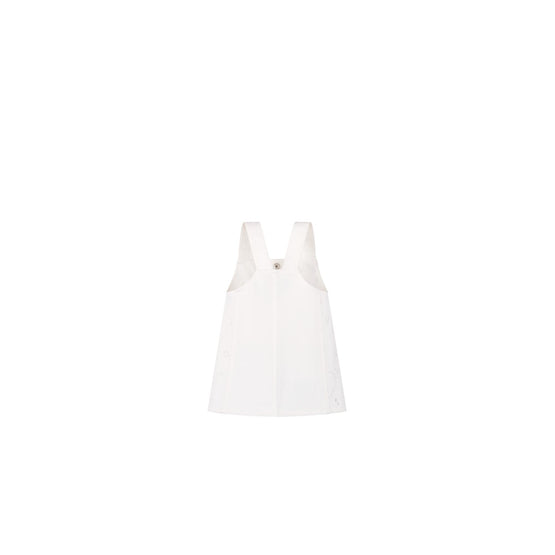 4WBM31DRSHY013 - New Born Girl's Woven Dress + Bloomers - 013 Blanc Lait