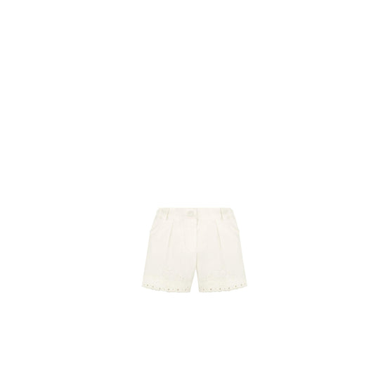 4WBM31SHTHY013 - New Born Girl's Woven Shorts - 013 Blanc Lait