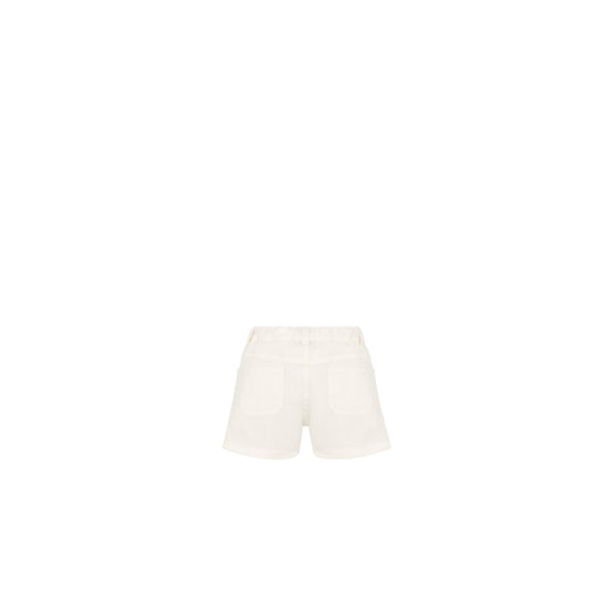 4WBM31SHTHY013 - New Born Girl's Woven Shorts - 013 Blanc Lait