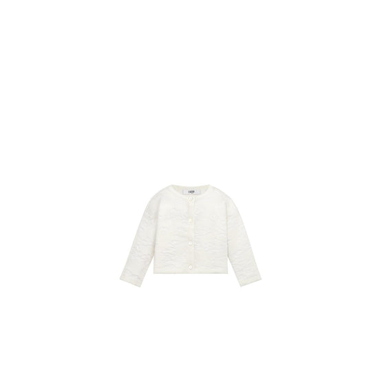 4WBM34CARDY013 - New Born Girl's Knit Cardigan - 013 Blanc Lait