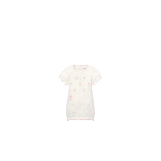 4WBM34DRSGY013 - New Born Girl's Knit Dress - 013 Blanc Lait