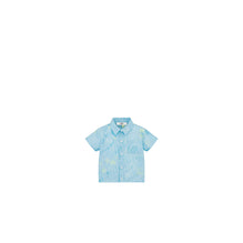 4WBM41SRTGY575 - New Born Boy's Woven Shirt - 575 Bleu Turquoise