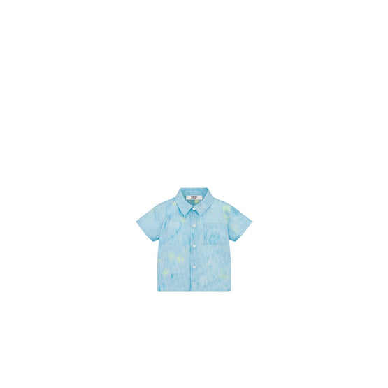 4WBM41SRTGY575 - New Born Boy's Woven Shirt - 575 Bleu Turquoise