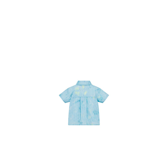 4WBM41SRTGY575 - New Born Boy's Woven Shirt - 575 Bleu Turquoise