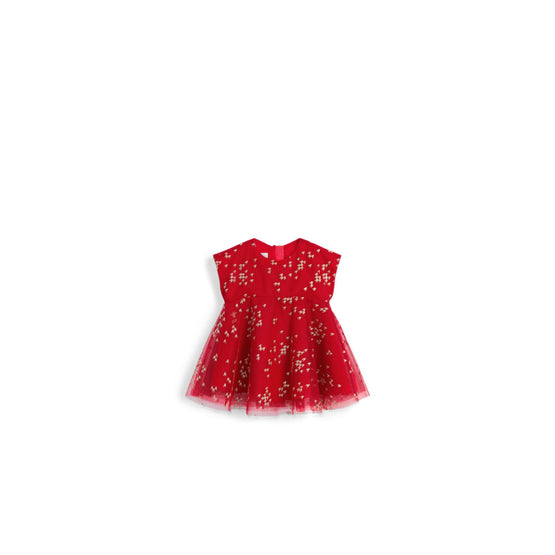 5SBH31DRSSY69G - New Born Girl's Woven Dress + Bloomers - 69G Rouge/Or