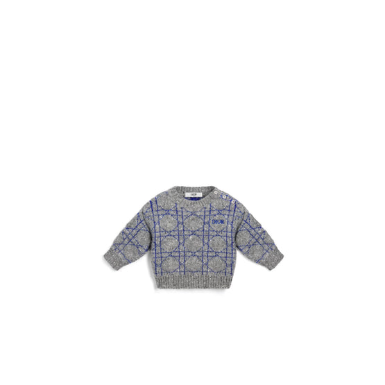 5SBM44PULKY18C - New Born Boy's Knit Sweater - 18C Gris/Bleu