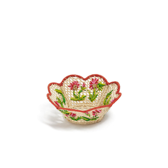 HYCO7RHR2UC400 - Roses d'Hiver Embroidered Rattan Basket - 400 Rose