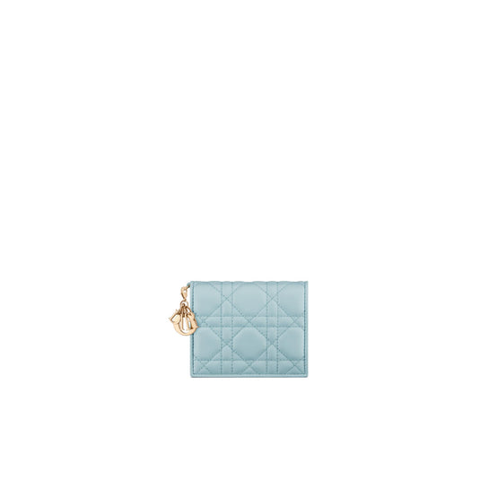 S0178ONMJM23Z - Women's Lady Dior Medium Lambsk Wallet - 23Z Celeste