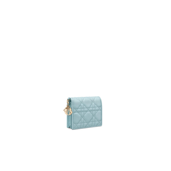 S0178ONMJM23Z - Women's Lady Dior Medium Lambsk Wallet - 23Z Celeste
